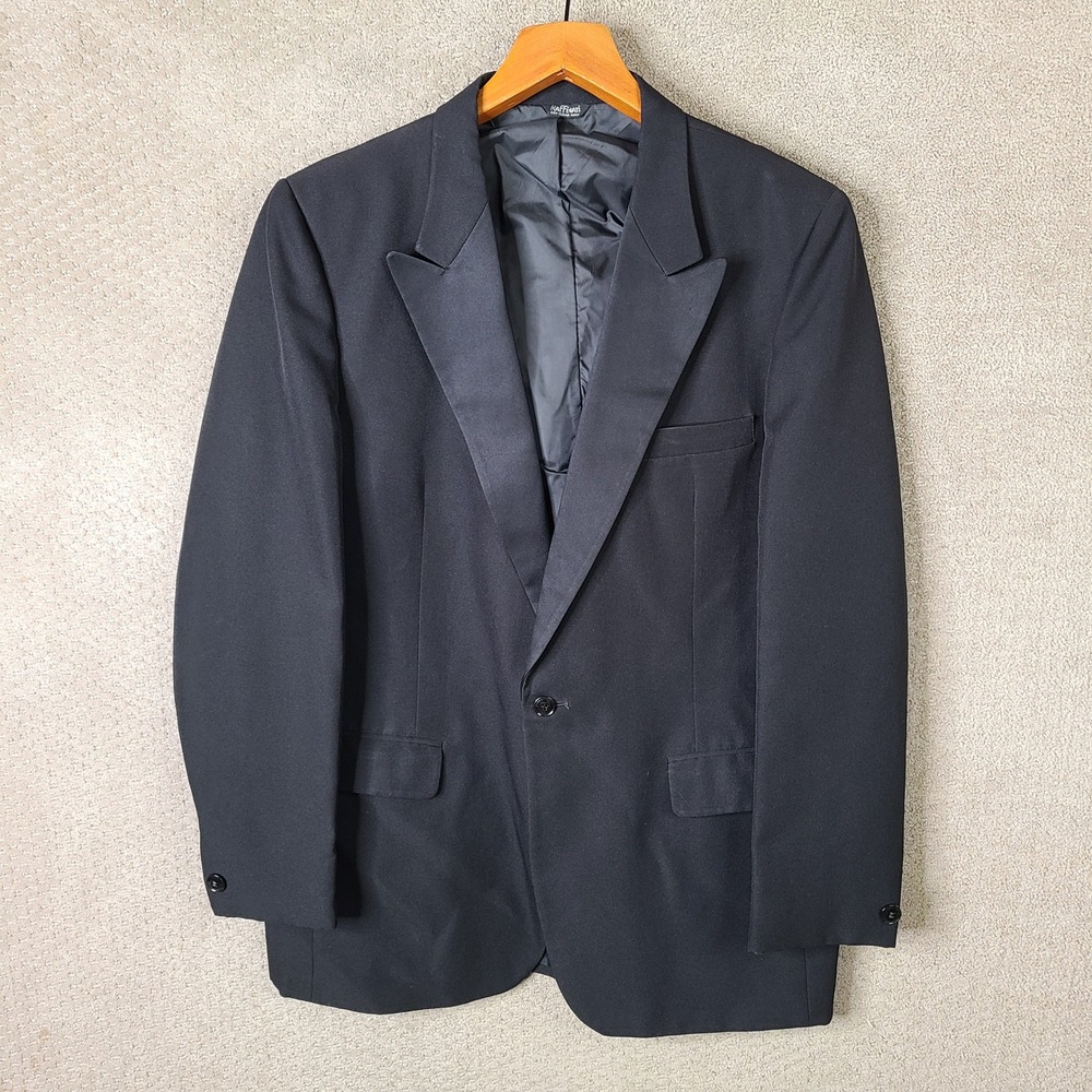 Raffinati Jacket Mens‎ 44L Black Blazer Single Button Peak Lapel Formal Wedding